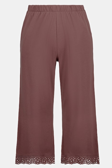 Pyjama, Lochstickerei, V-Ausschnitt, Halbarm, Modalmix