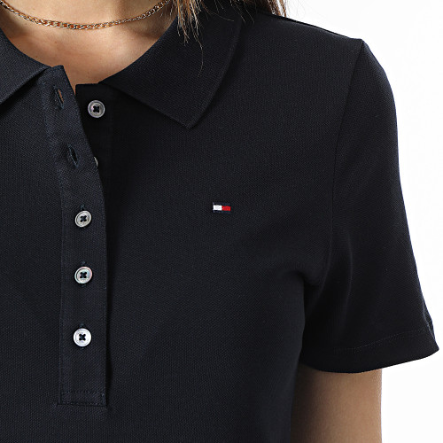 Robe Polo Manches Courtes Slim Femme Piqué 7853 Bleu Marine