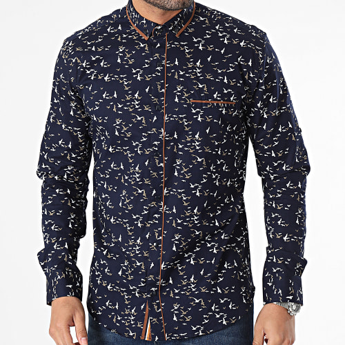 Chemise Manches Longues Bleu Marine