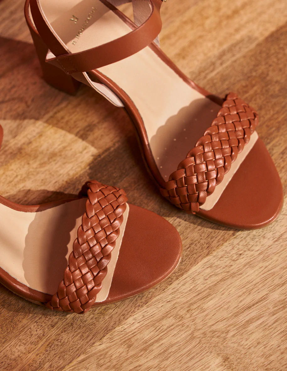 Sandales à talons Victoria H - Cuir cognac