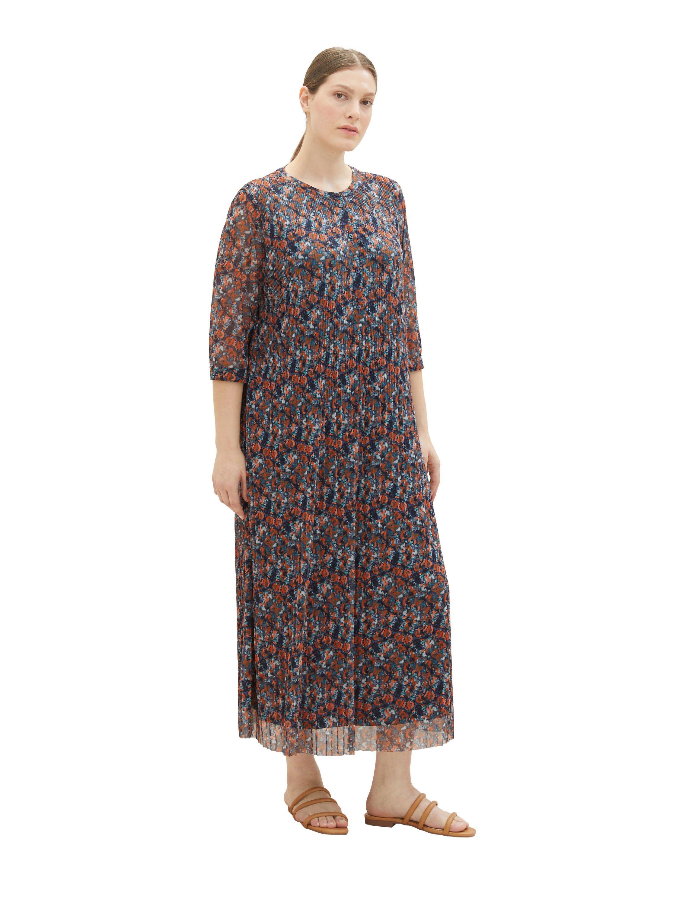 Plissiertes Mesh-Kleid mit Allovermuster