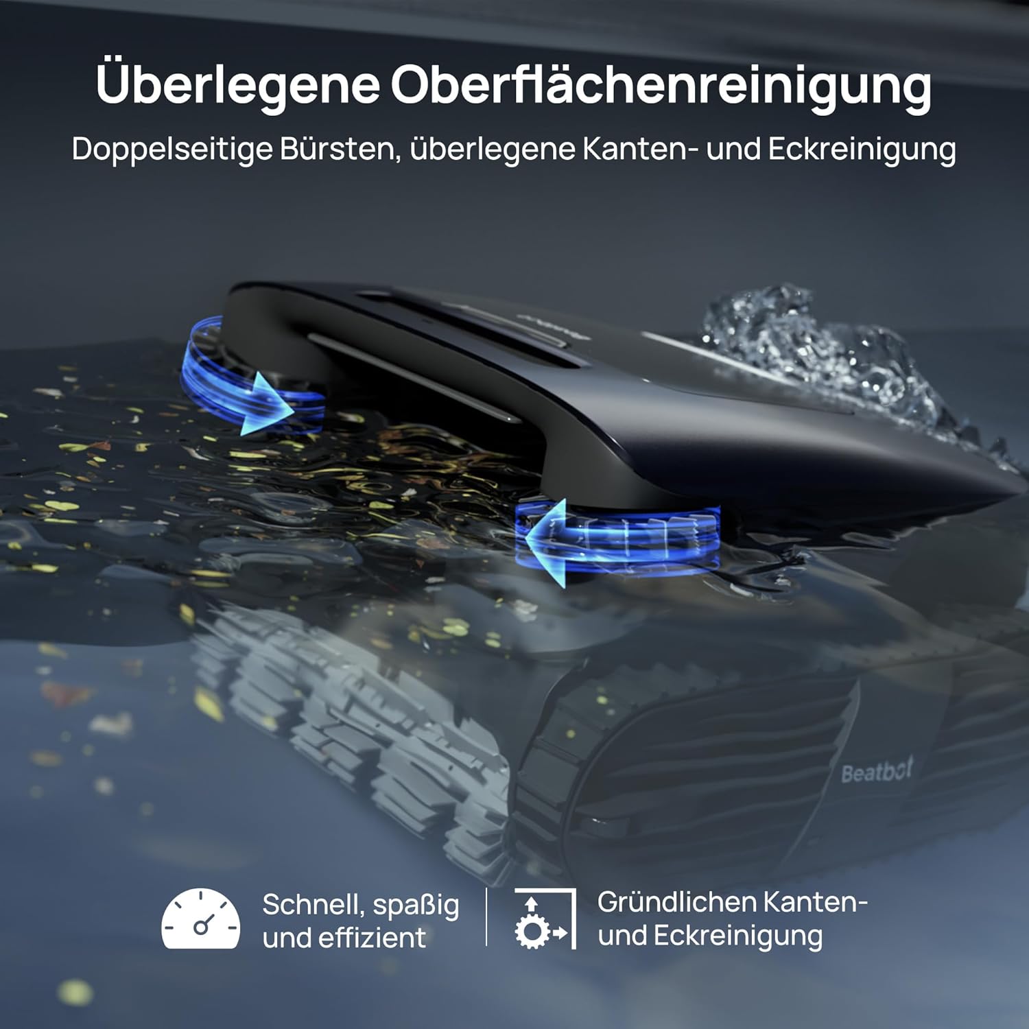 Beatbot AquaSense 2 Ultra Poolroboter, KI Mapping, 5in1 Komplettreinigung, KI-Schmutzerkennung, Mehrstufen-Plattformreinigung, Kabelloser Poolsauger Für Pools bis zu 300m²–Mitternachtblau