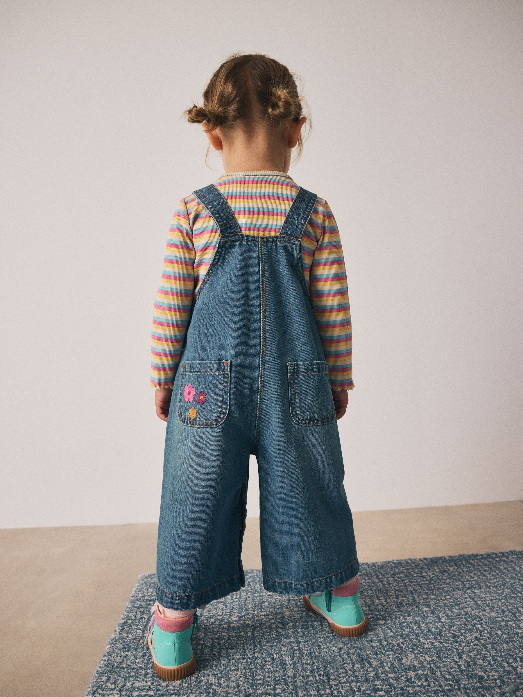 Normaal blauw - Tuinbroek met bijenversiering (3mnd-7jr)