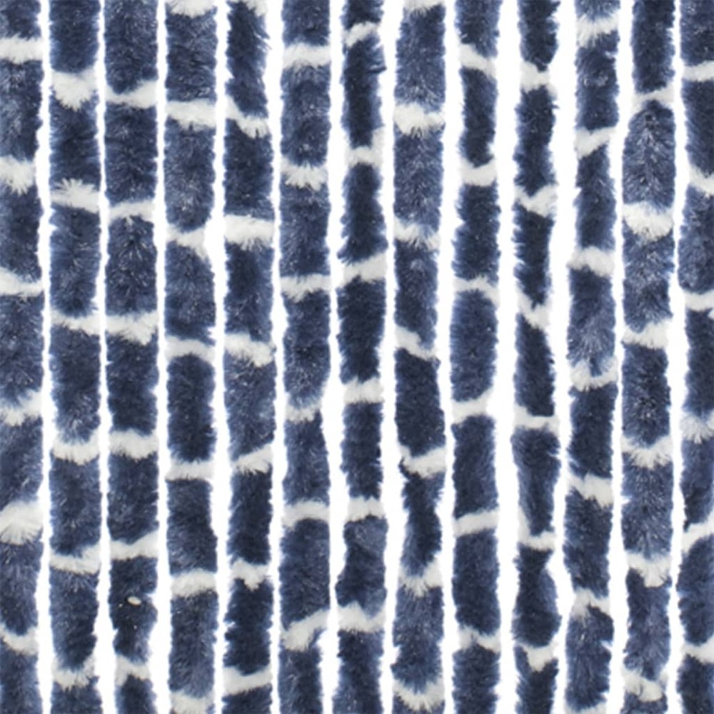 Rideau de porte chenille stripe 185x56 cm bleu et blanc