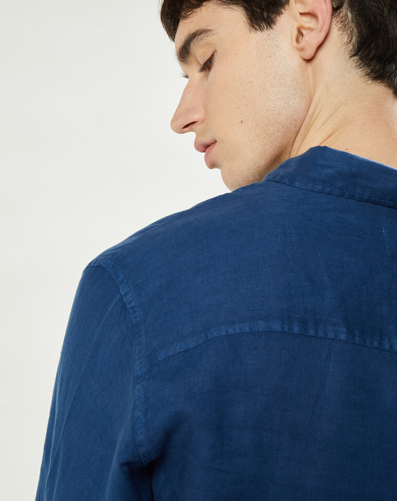 Harris Wilson Chemise slim 100% Lin Efesio indigo
