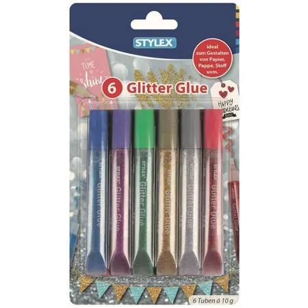 Stylex Glitter Glue bunt, 6 Tuben à 10 g