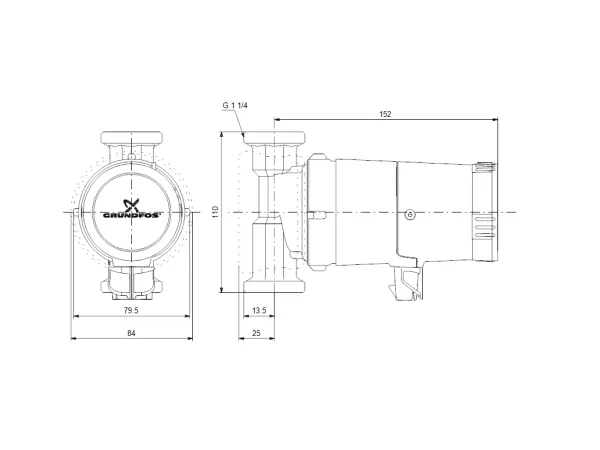 Grundfos COMFORT 15-14 BXA PM - cirkulationspumpe 140 mm. Til brugsvand