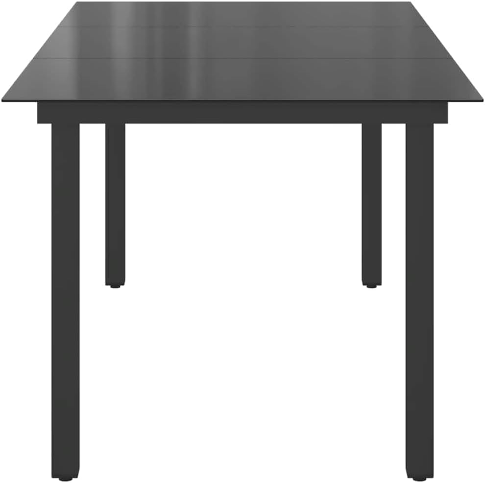 vidaXL Garten Esstisch Witterungsbeständig Gartentisch Gartenmöbel Tisch Balkontisch Terrassentisch Glas Aluminium 190x90x74cm Schwarz