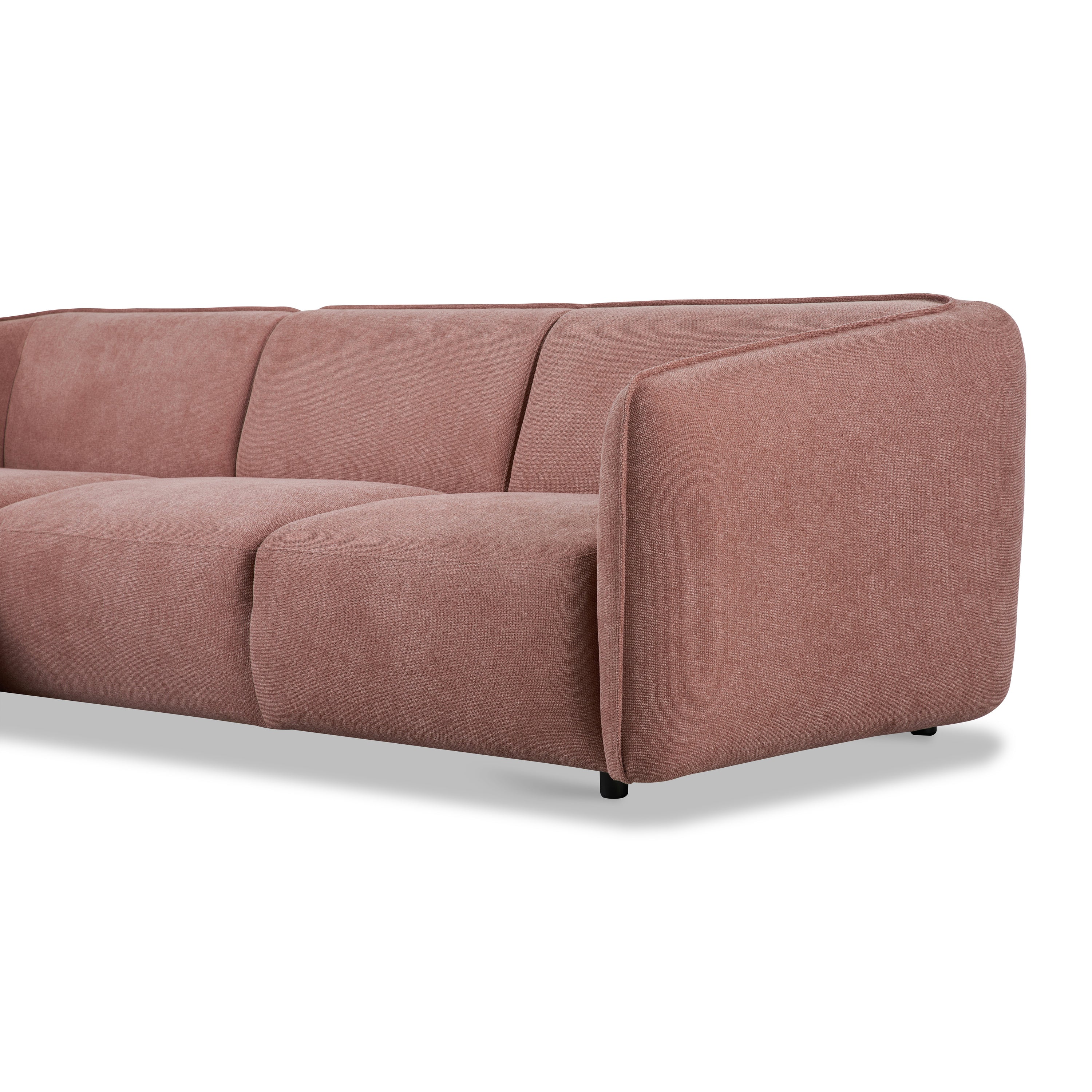 by fonQ Soft Hoekbank Links - Open Eind - Micro Chenille - Oud Roze