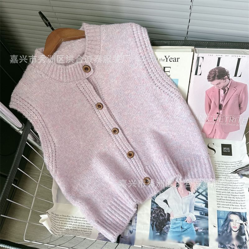 staybabes - Ronde hals effen trui met knoopjes