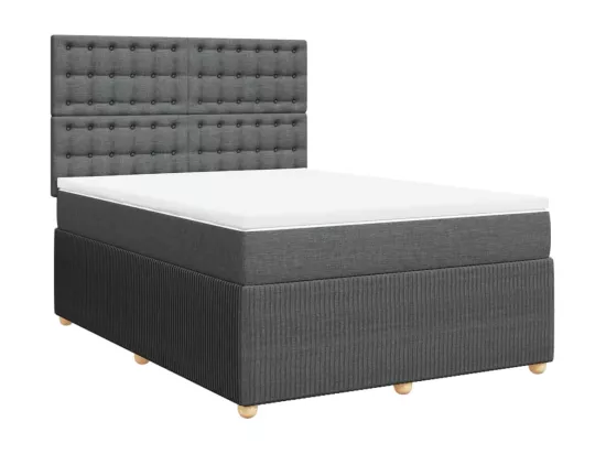 Sommier à lattes de lit avec matelas Gris foncé 160x200cm Tissu
