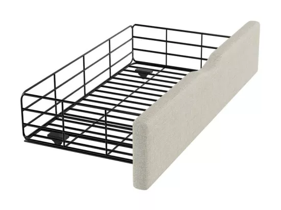Lit banquette 90x200cm avec 2 tiroirs - tissu en lin - Blanc