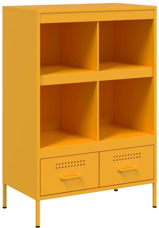 vidaXL - Hoge Kast - Mosterdgeel - Staal - Industriële Stijl