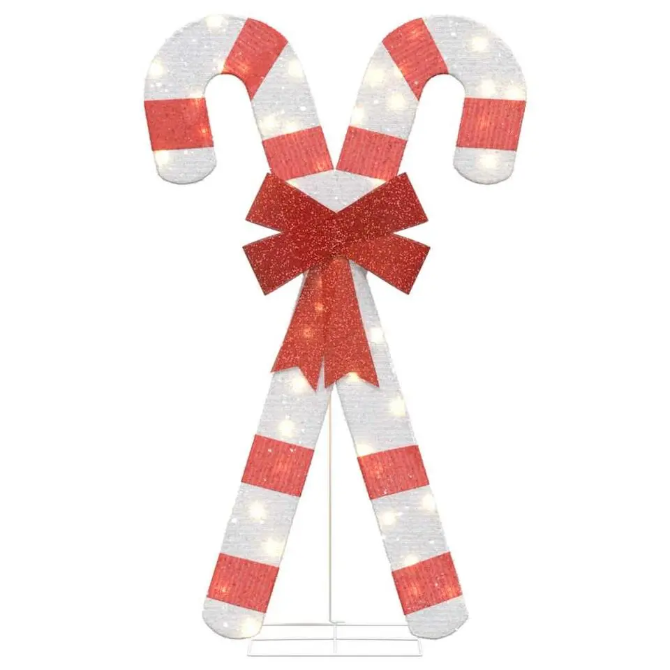 vidaXL - Kerstdecoratie zuurstok met LED's 49x85 cm - Rood en wit - Stof