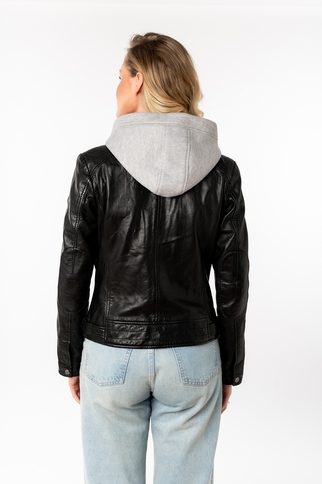 Mauritius Lederjacke »MWAleni« mit Kapuze mit Jerseykapuze und Stehkragen