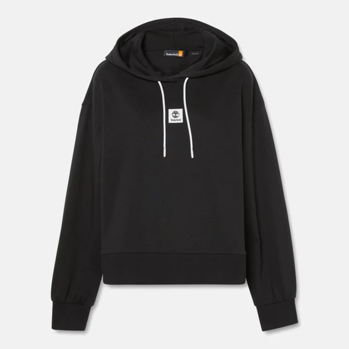 Sweat à capuche à envers bouclé pour femme en noir