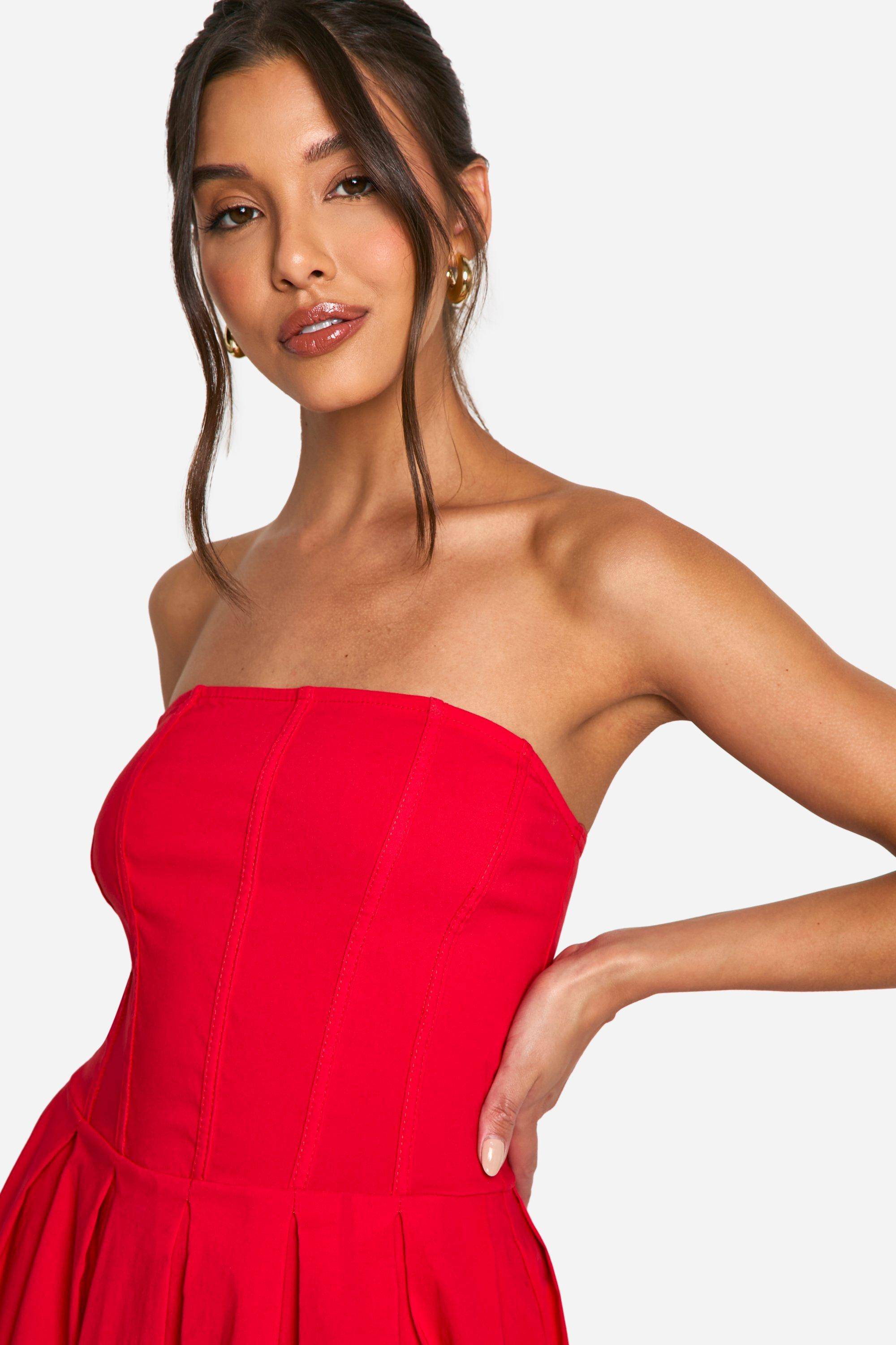 boohoo Robe Midaxi Corset Skater en Bengaline