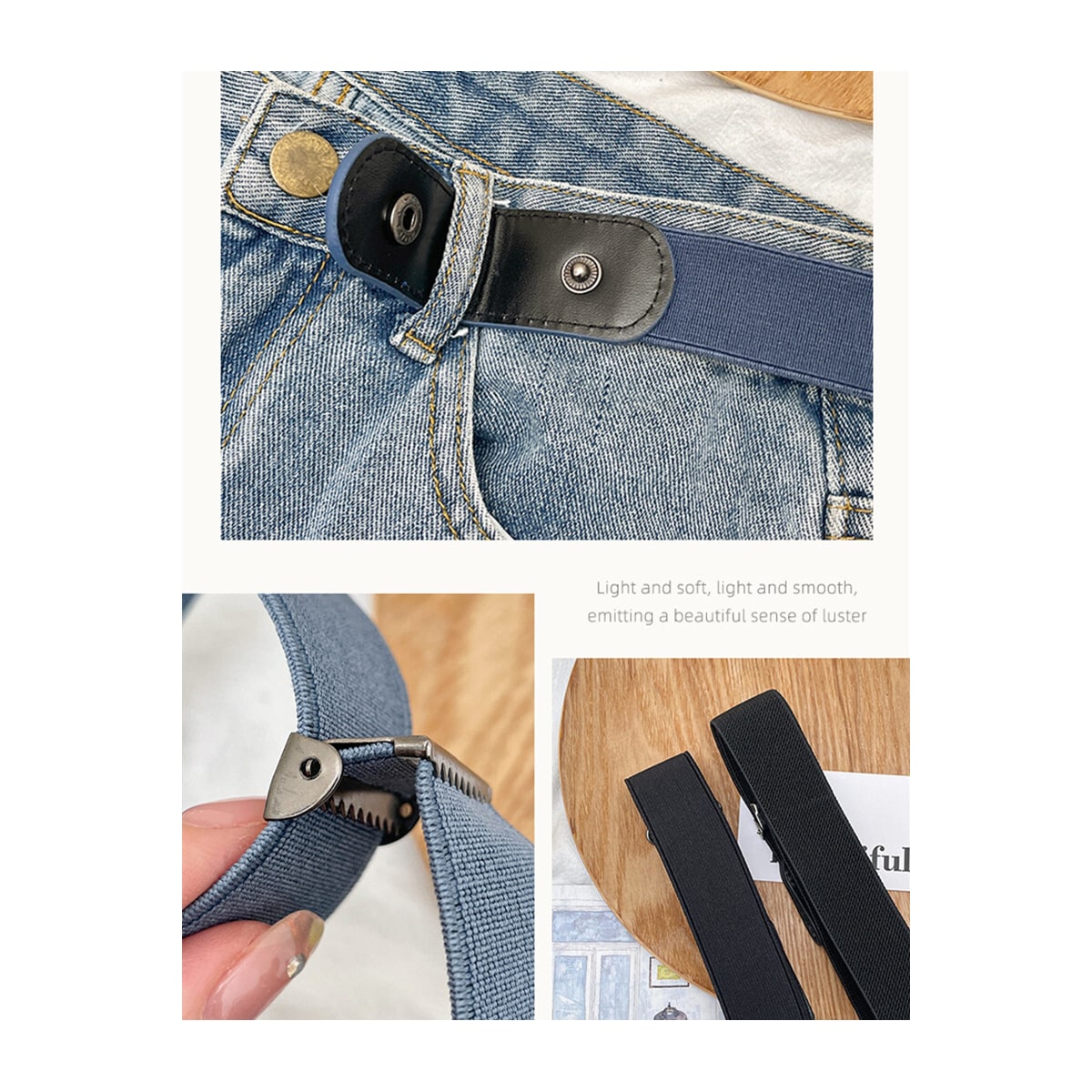 Daisy Spenneløst Elastisk Belte Stretchy Belte Usynlig Elastisk Belte Unisex Sort M