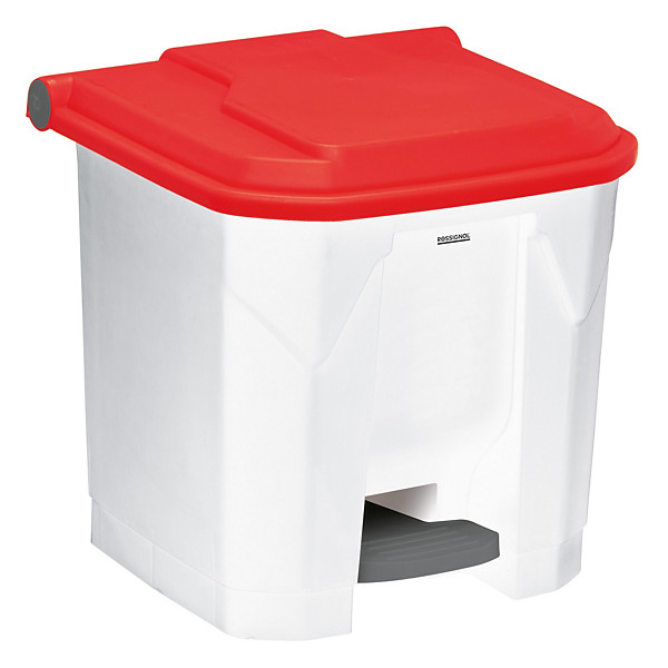 ROSSIGNOL Poubelle à pédale haccp 30 L Utilo - blanc / rouge