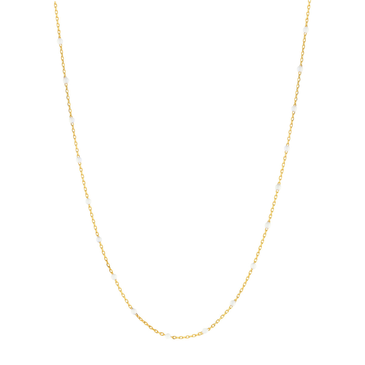 Collier plaqué or résine blanche 45 cm
