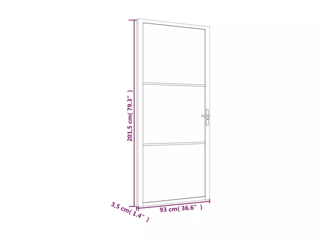 Porte intérieure 93x201,5 cm Noir Verre ESG et aluminium