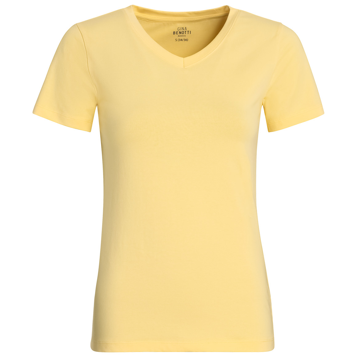 Gina Benotti Damen T-Shirt mit V-Ausschnitt hellgelb