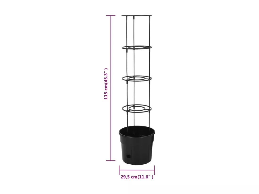 Jardinière à tomate Anthracite Ø29,5x115 cm Polypropylène