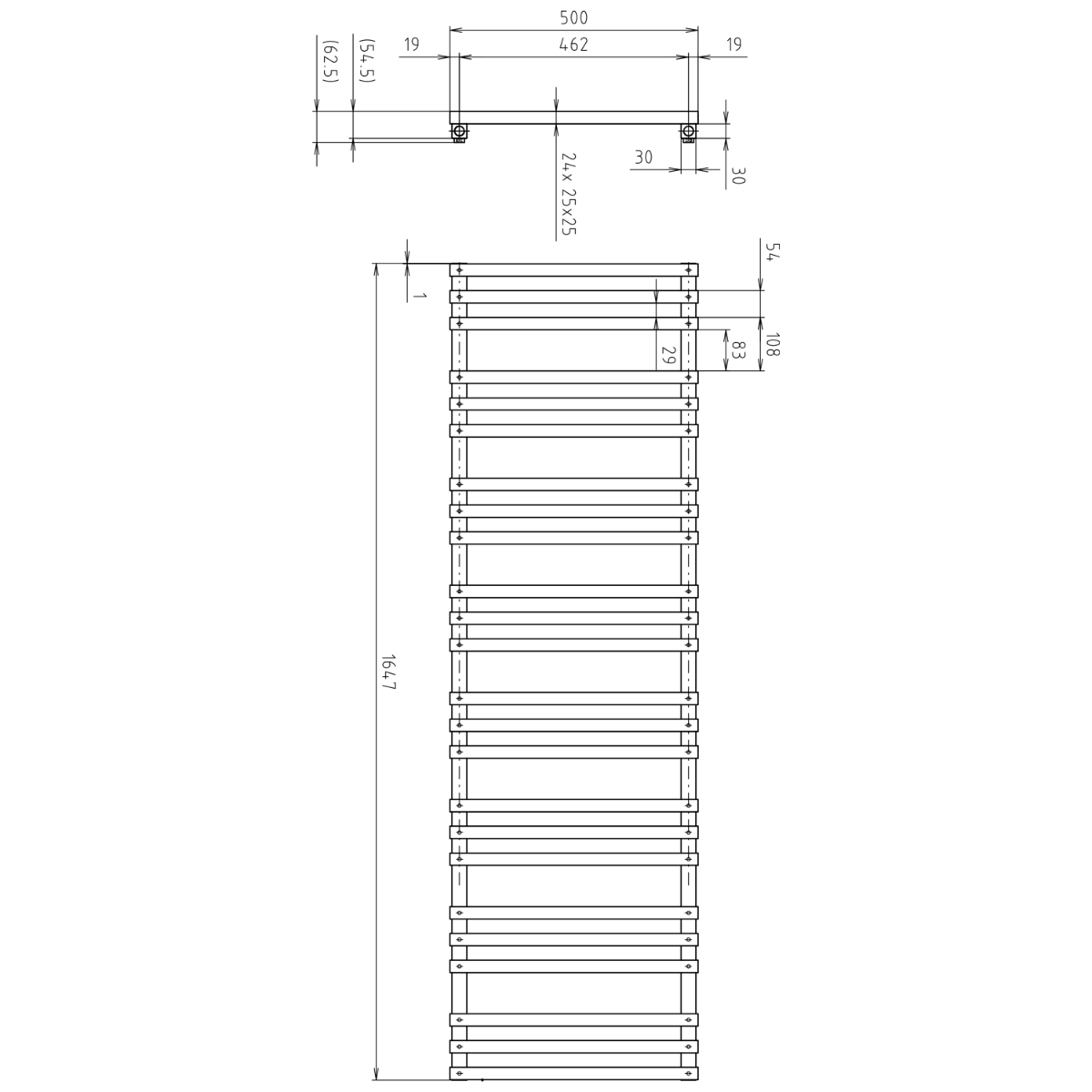 Sapho Fantina handdoekradiator mat zwart 50x165m 666W