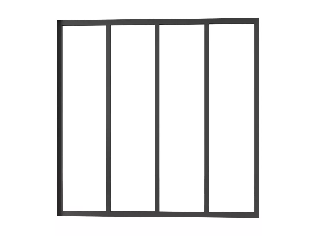 AICA Verrière Atelier en aluminium noir mat 123x108cm,Vitrage trempé 4mm,4 carreaux Verrière fixe,kit de verrière et vitrage