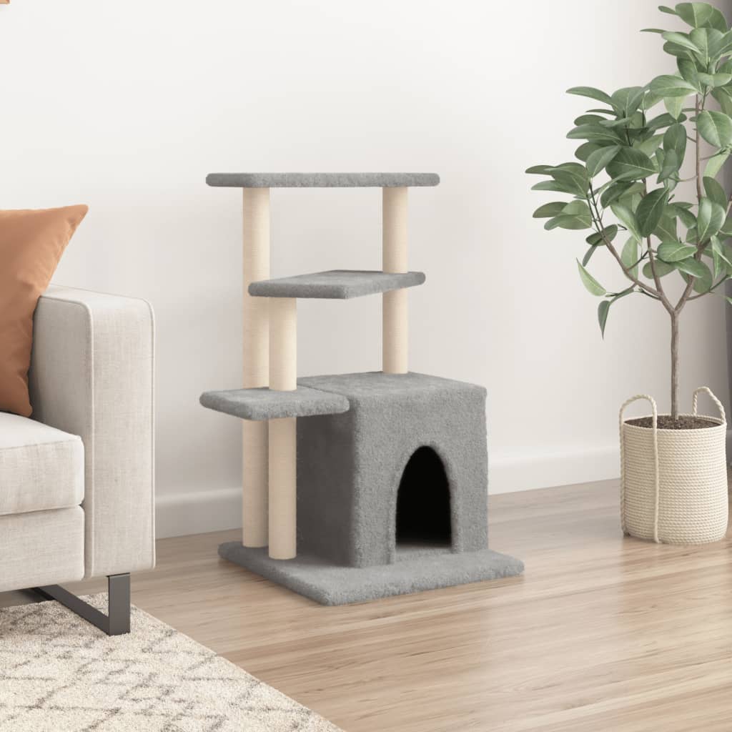 Arranhador para gatos vidaXL com hastes de sisal cinza claro, 83,5 cm