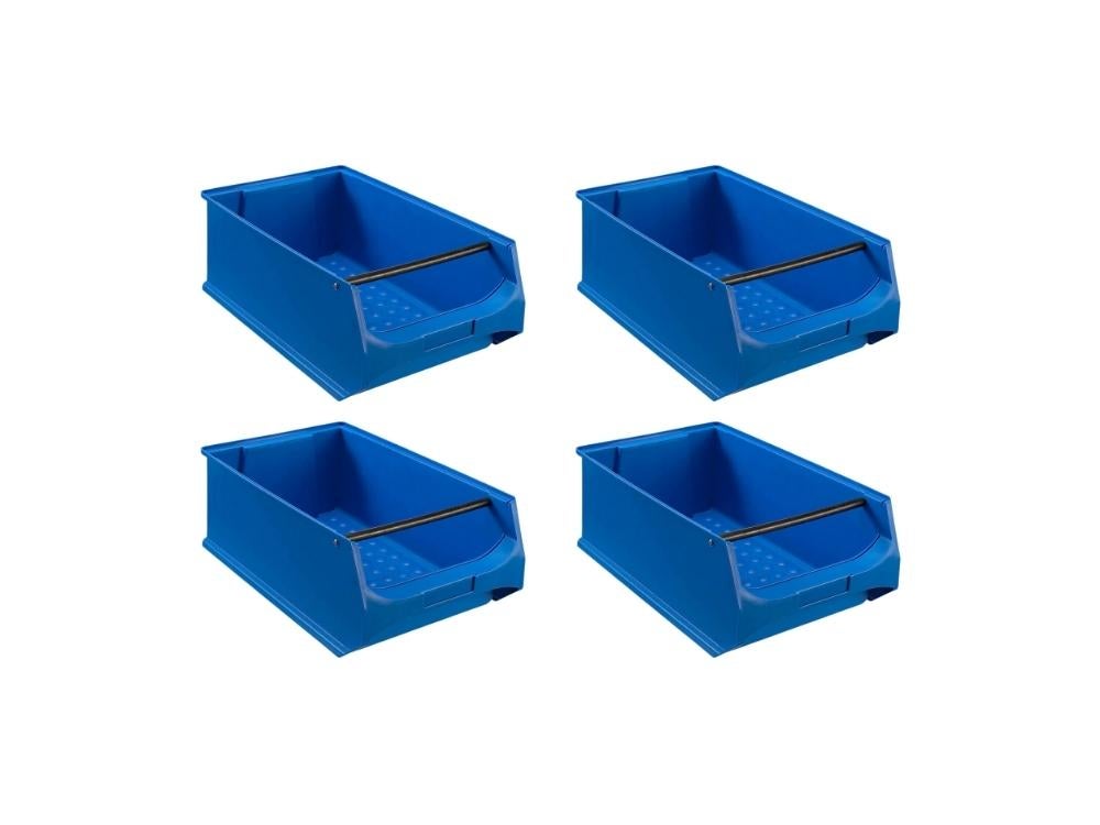 PROREGAL Super Saver Set 4x Blauwe Opbergdoos 5.1 met Handvat HxBxD 20 x 30 x 50 cm 21.8 Liter Opbergdoos