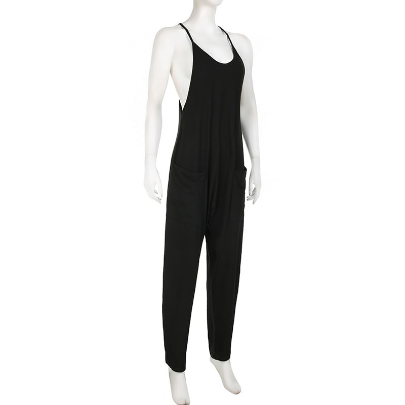 Trisica - Spaghettibandjes Effen Baggy Jumpsuit