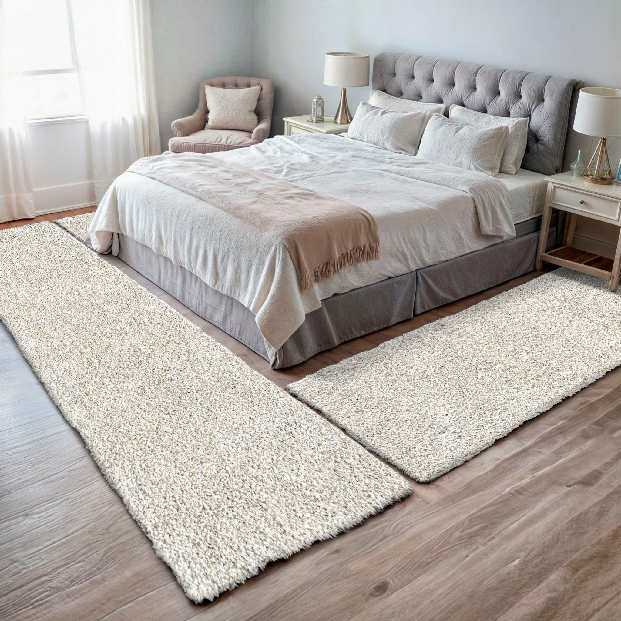 GOODproduct Hochflor-Bettumrandung »Banji« Höhe 37 mm 3 tlg. Uni Farben, weich und flauschig, auch als Läufer & in rund erhältlich