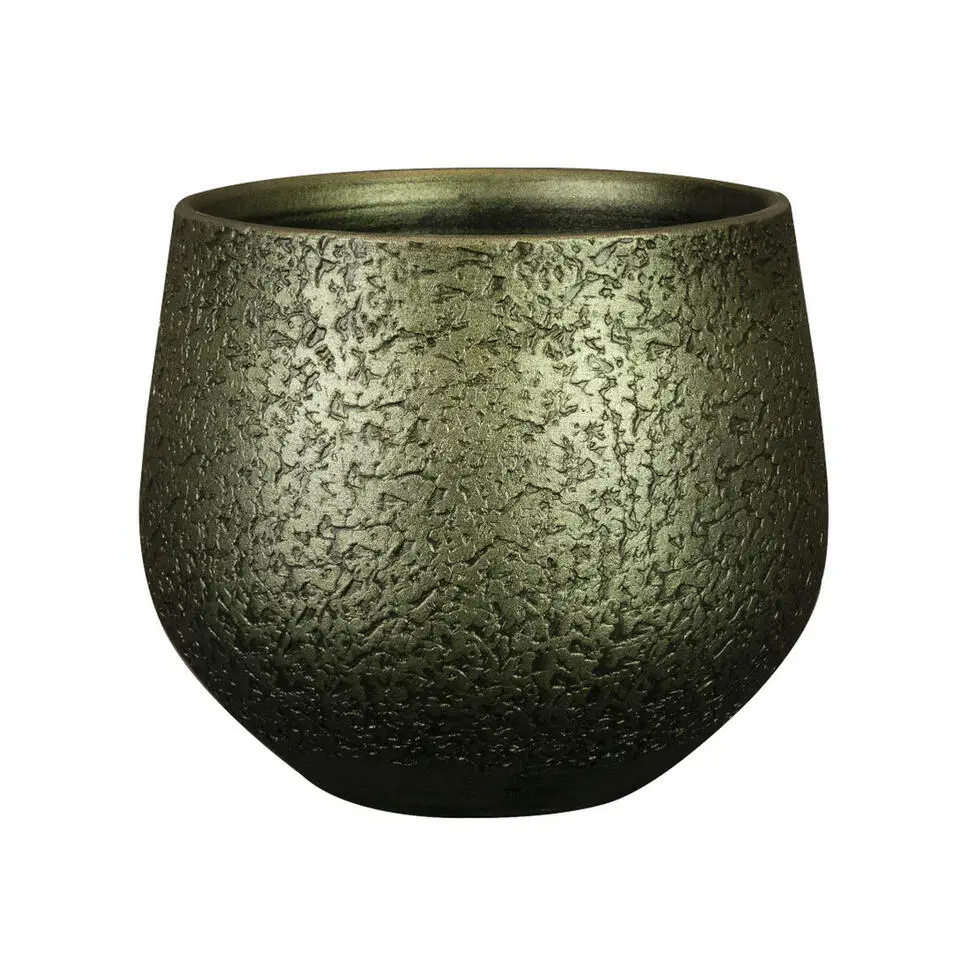 Ter Steege Plantenpot - keramiek - metallic donkergroen - 23x20cm