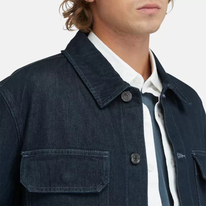 Veste camionneur en jean avec technologie Refibra pour homme en bleu foncé
