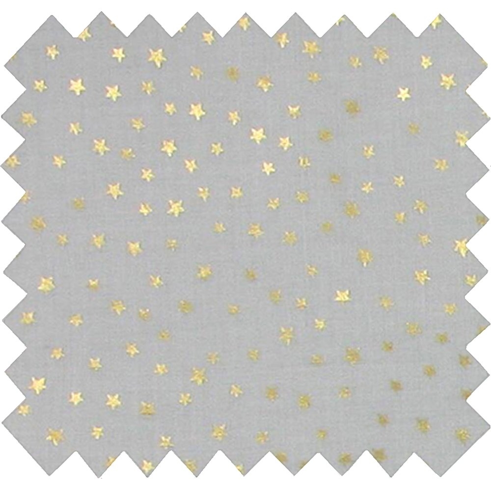 Coupon Tissu 50 Cm Etoile Or Gris