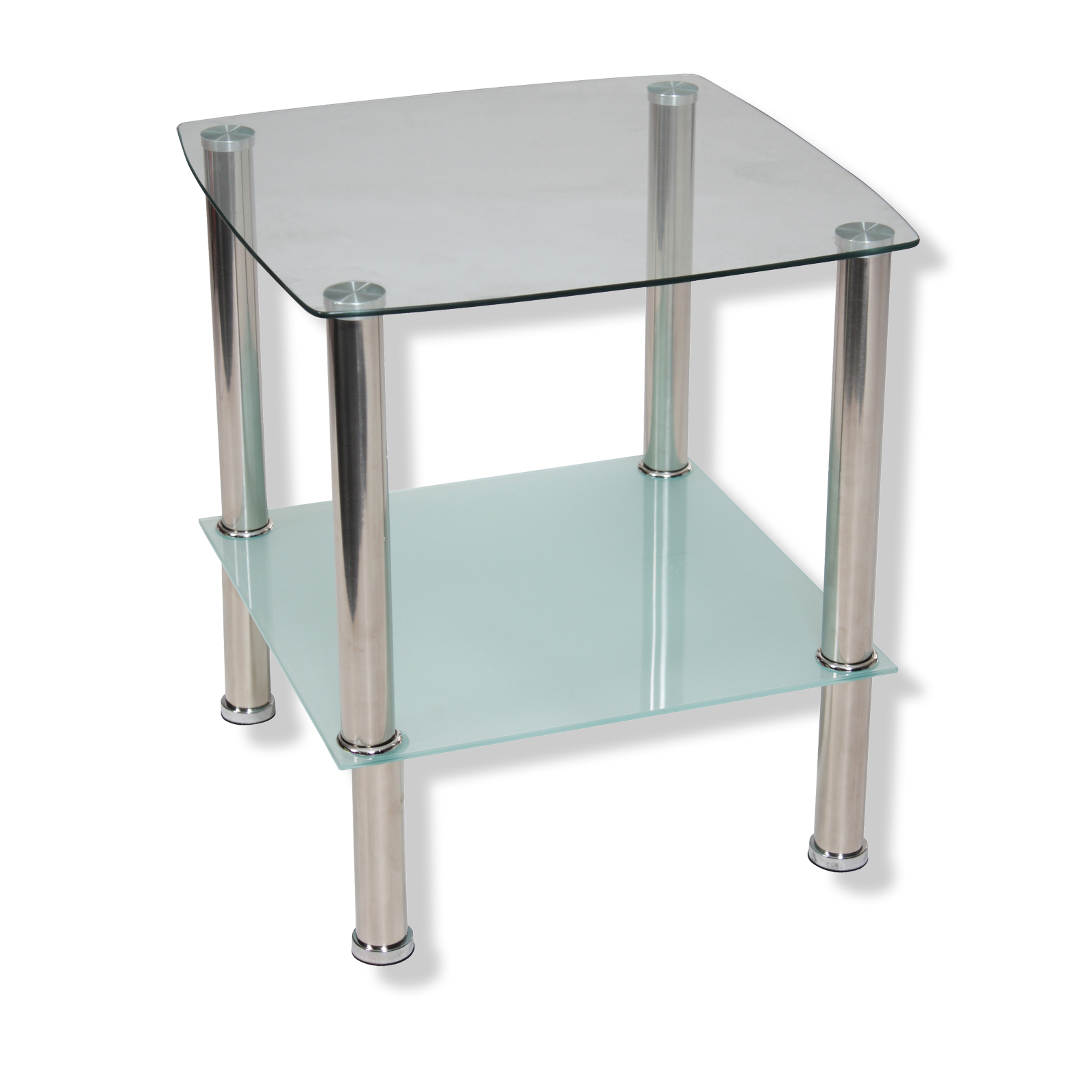 Beistelltisch - Glas - silber - Milchglas - 45 cm breit