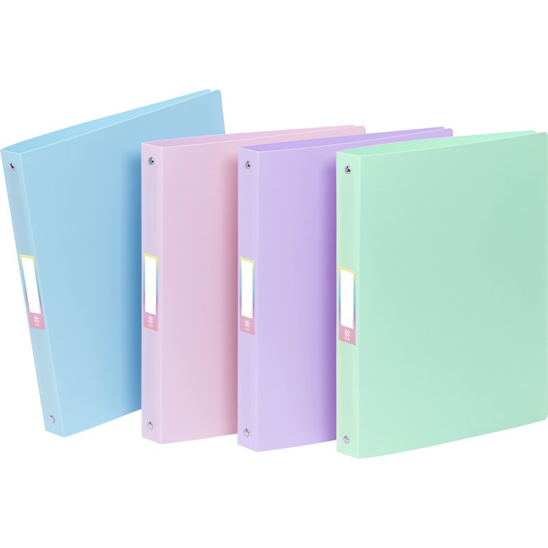 Classeur souple A4 - 4 anneaux - Dos 3,5 cm - polypropylène - RAINBOW PASTEL VIQUEL  - Coloris assortis