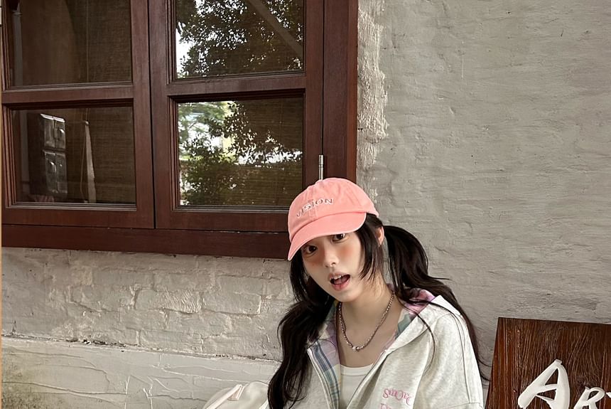 Fanoy - Hoodie met geborduurde ruitenvoering en rits