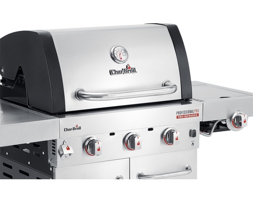 Char-Broil Gasgrill Professional PRO S 3 3-pits RVS incl. rooster, dekselthermometer, vetopvangbak, zijrooster, warmhoudrek, gietijzeren grillrooster