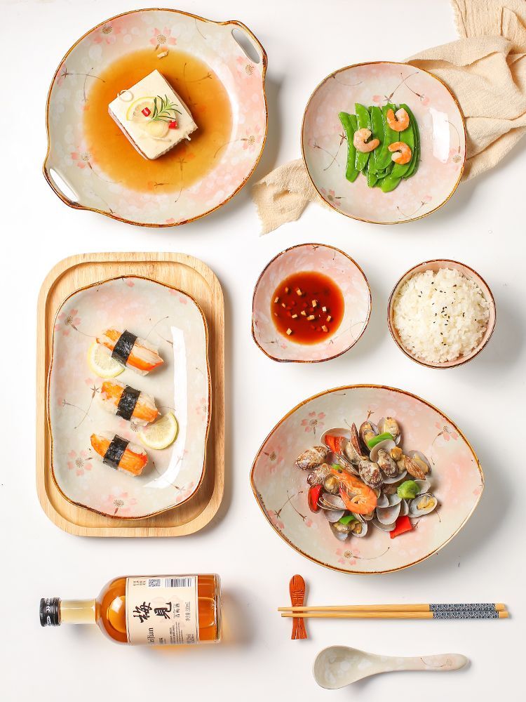 Kawa Simaya - Sakura Keramiek Bord / Kom / Schotel / Lepel / Set