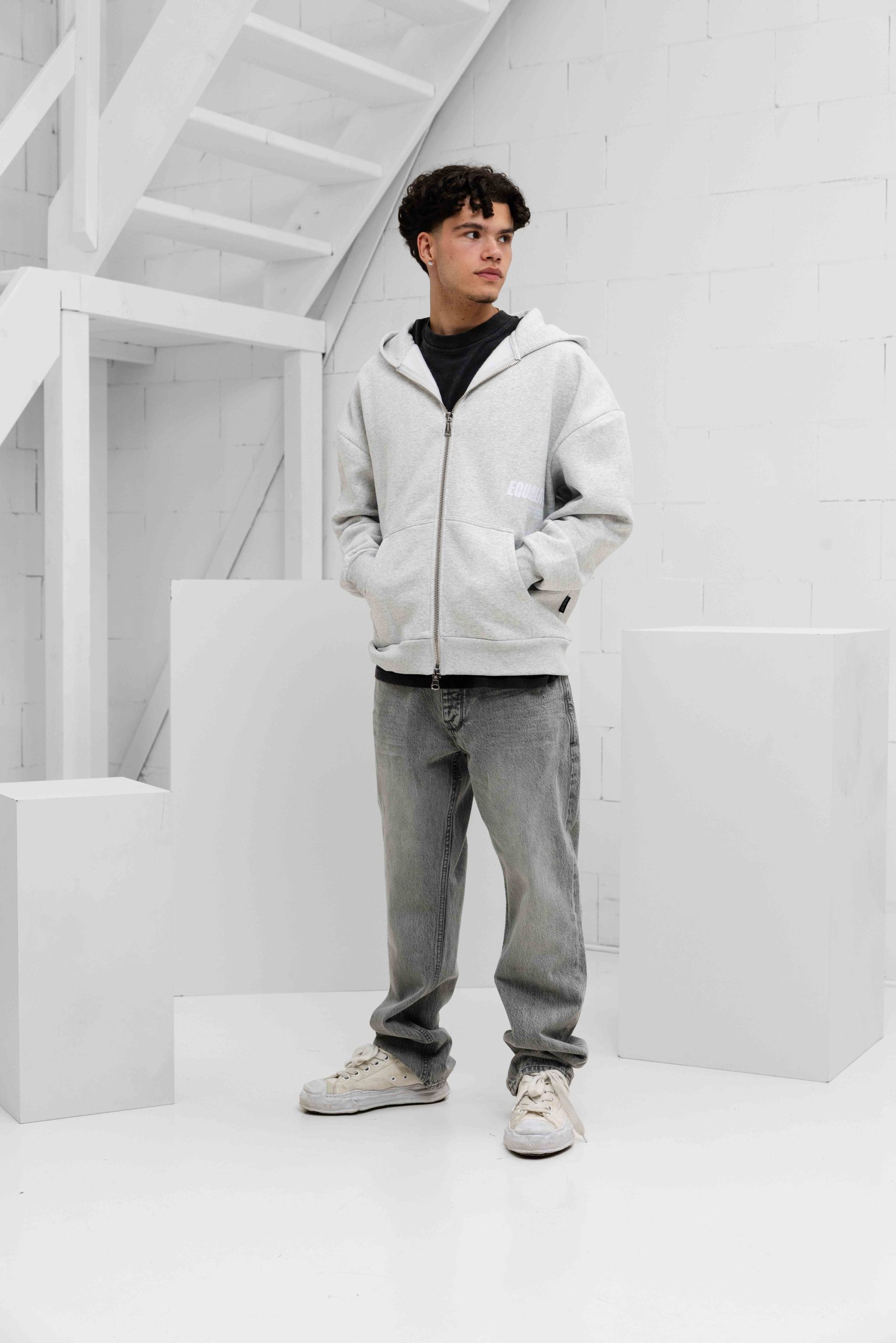 Equalité Elia Oversized Full Zip Hoodie Heren Lichtgrijs