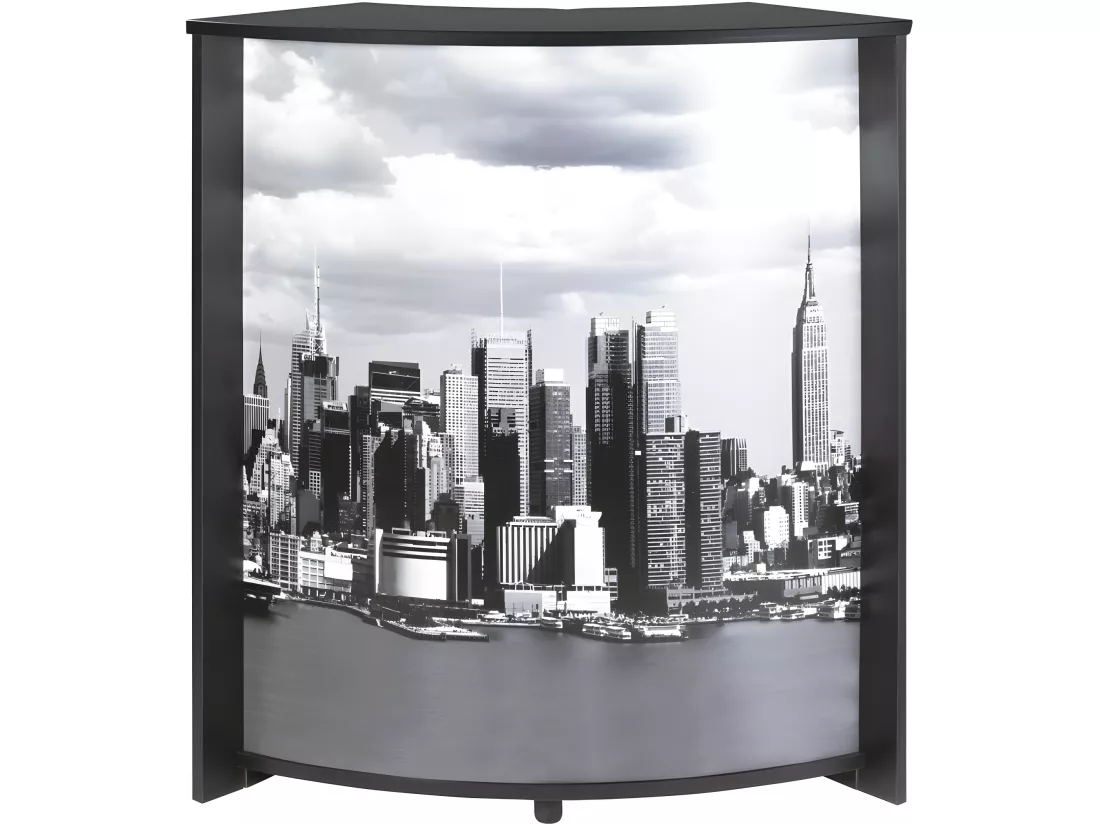 Meuble-Comptoir Bar 96 cm Noir 3 Niches - Coloris: Manhattan 508