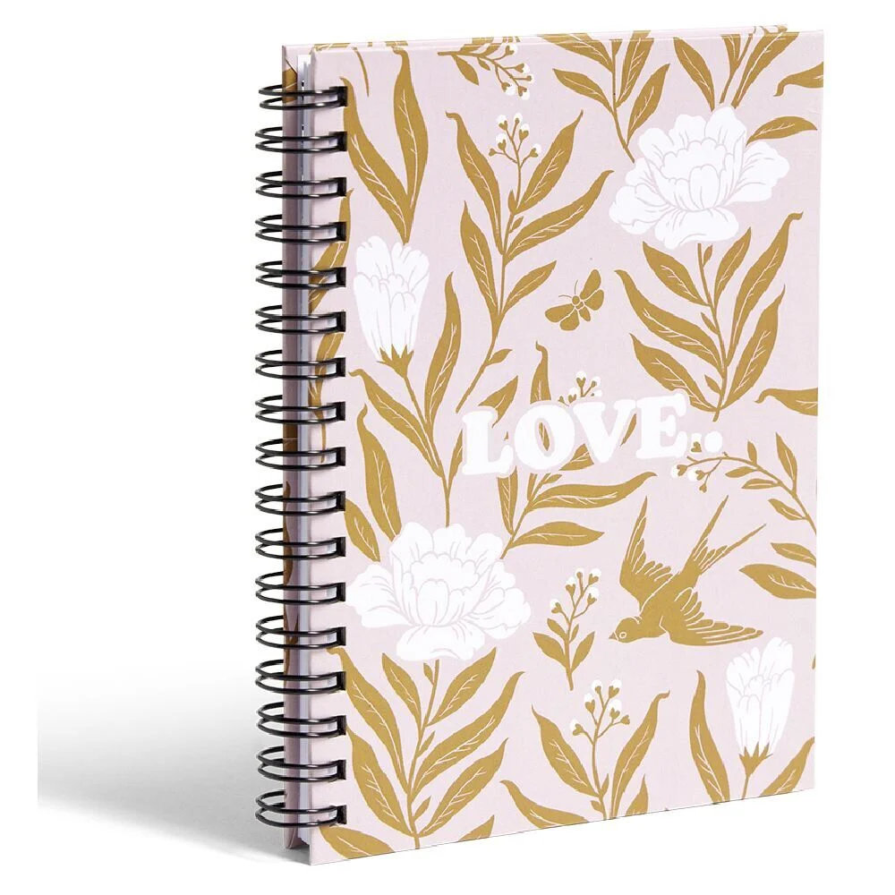Carnet spirale A6 à ligne thème Love floral 160 pages