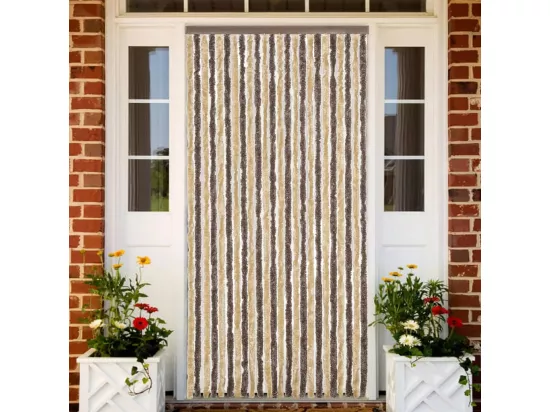 Rideau anti-mouches marron foncé et beige 100x220 cm chenille