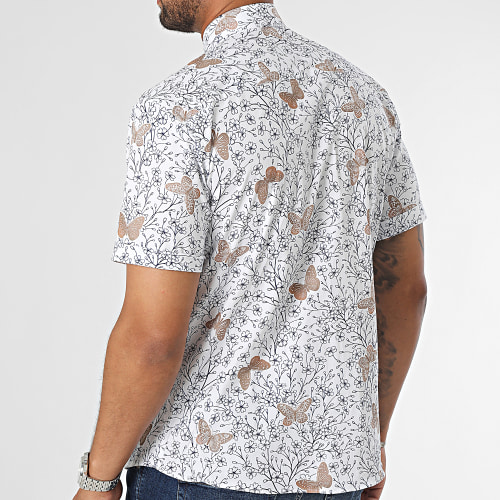 Chemise Manches Courtes Blanc Floral