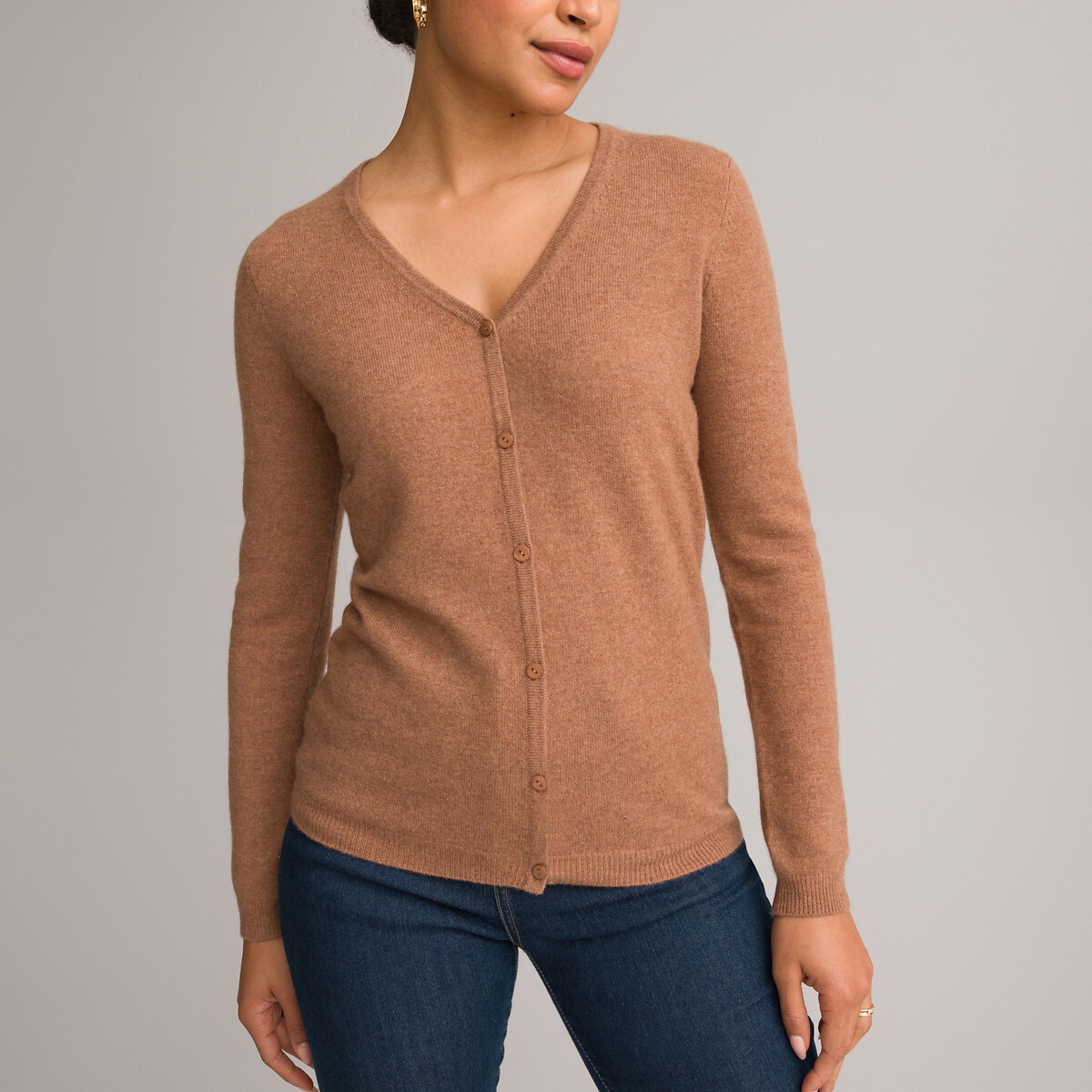 ANNE WEYBURN<br>Cardigã em malha fina de cashmere puro