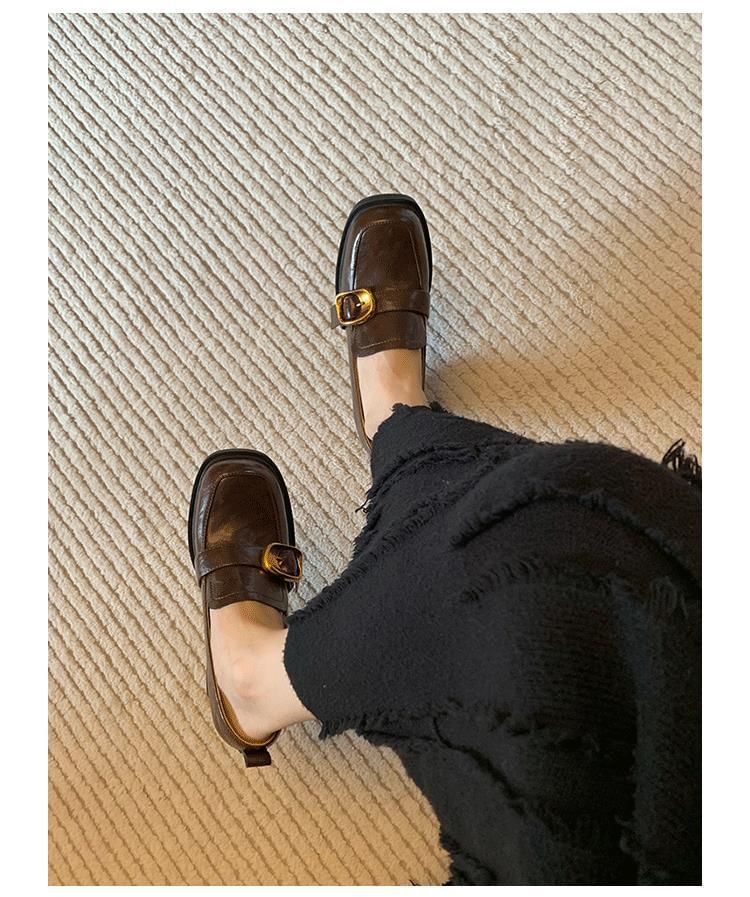 Karlao - Loafers met vierkante neus en blokhak en gesp