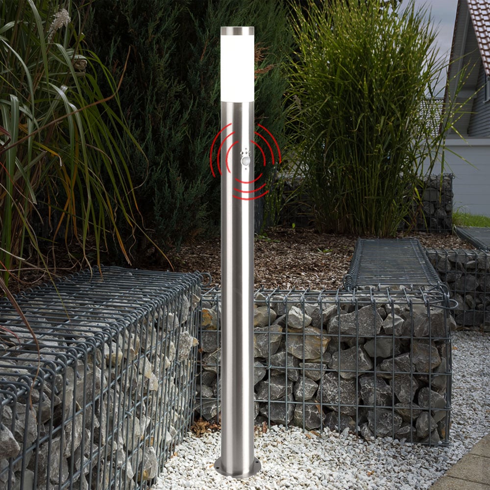 3x Stehleuchte silber, Bewegungsmelder, H 110 cm