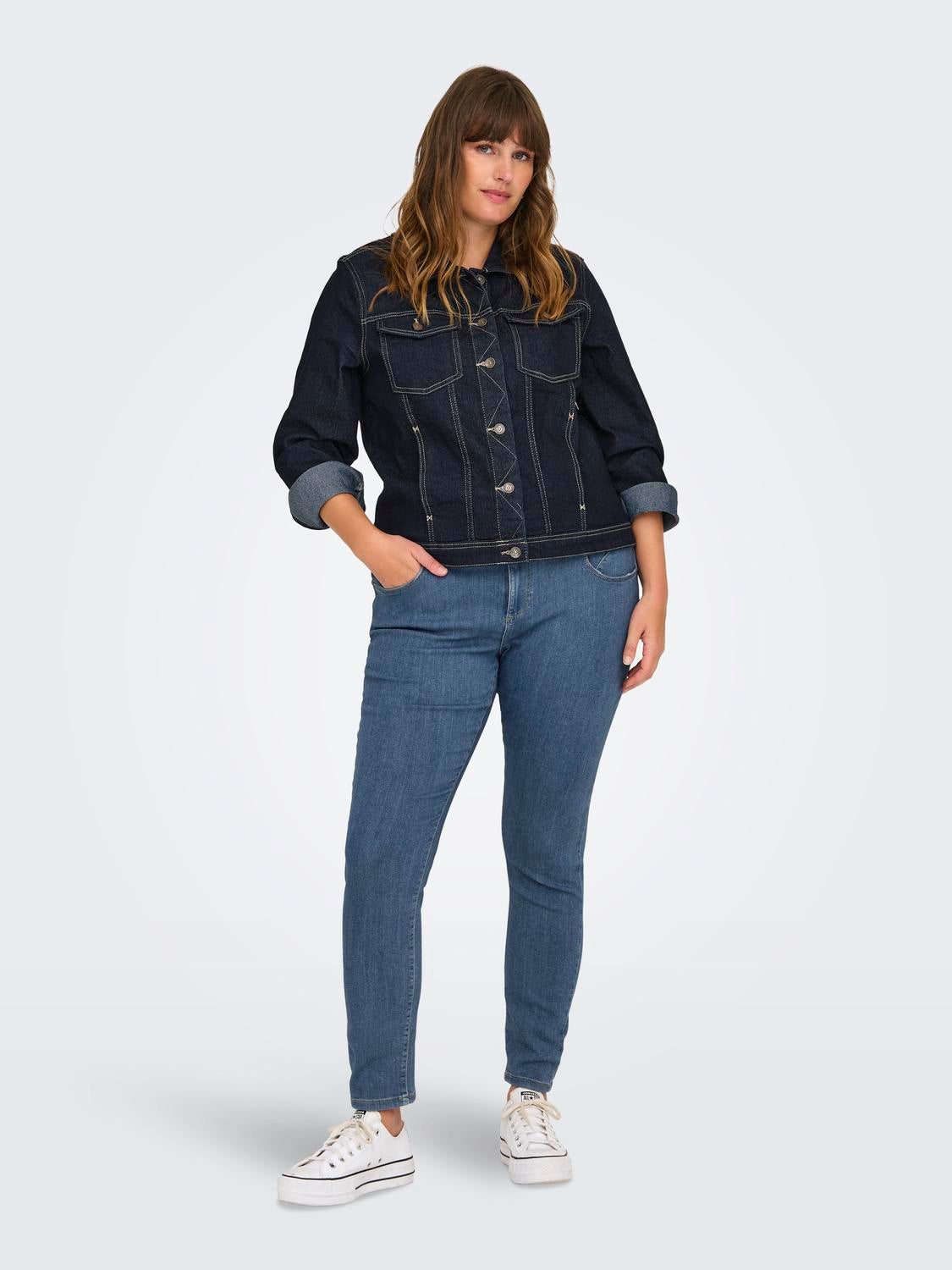 CARANNA Mittlere Taille Skinny Fit Jeans Medium Blue Denim